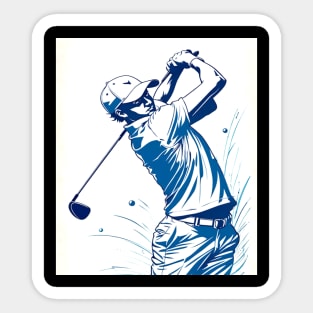 Golf Swing Sketch Art, Sports Sticker